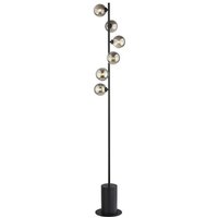 Dar Lighting Spiral Light Floor Lamp In Matt Black With Round Smoked Glass SPI-