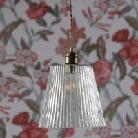 Laura Ashley Callaghan Grand Ceiling Pendant Light In Antique Brass With Ribbed Glass LA-Q