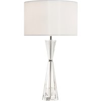 Dar Lighting Risha Light Crystal Table Lamp In Nickel Finish With Ivory Faux Silk Shade