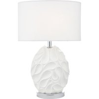 Dar Lighting Zachary Oval Resin Table Lamp In White With Linen Shade