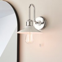 Chic Bathroom Wall Light In Chrome Finish With Gloss White Metal Shade IP