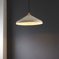Industrial Single Ceiling Pendant Light In Warm White Finish And Brushed Brass Detail