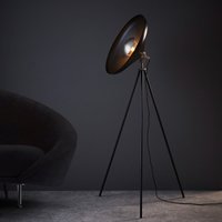 Industrial Floor Lamp In Matt Black Finish And Matt Nickel Detail