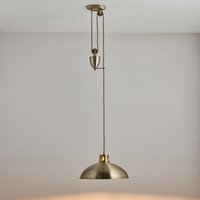 Endon POLKA-AB Rise And Fall Pendant Ceiling Light In Antique Brass