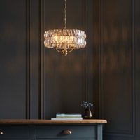 Endon Clifton Light Crystal Ceiling Pendant Light In Antique Brass Finish