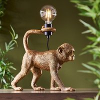 Endon Capuchin Monkey Table Lamp In Vintage Gold And Matt Black Finish