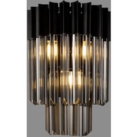 Prestige Metro Stunning Wall Light In Matt Black With Smoke Sculptured Glass