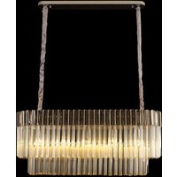 Prestige Metro Rectangular Ceiling Pendant Light In Polished Nickel With Cognac Sculptured Glass