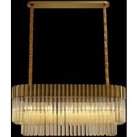 Prestige Metro Rectangular Ceiling Pendant Light In Brass With Clear Sculptured Glass