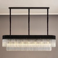 Prestige Metro Rectangular Ceiling Pendant Light In Matt Black With Clear Sculptured Glass