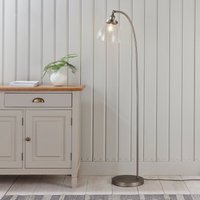Endon Hansen Task Floor Lamp In Brushed Silver Finish With Clear Glass