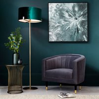 Endon Hayfield Floor Lamp In Matt Antique Brass Finish With Green Velvet Shade