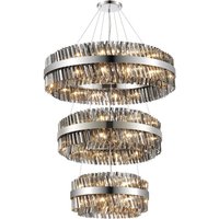 Hampton Tier Ceiling Pendant Light In Polished Nickel Finish With Smoked Glass ++