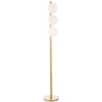 Dar Lighting Tauri Light Floor Lamp In Matt Gold With Opal Glass Shades