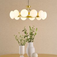 Dar Lighting Tauri Light Ceiling Pendant In Matt Gold With Opal Glass Shades