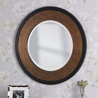 Laura Ashley Cara Mirror Round Mirror In Mottled Bronze And Black Finish