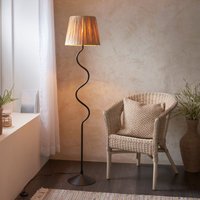 Endon Wriggle Floor Lamp In Matt Black With Raffia Shade