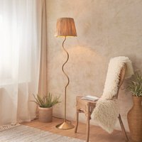Endon Wriggle Floor Lamp In Aged Brass With Raffia Shade