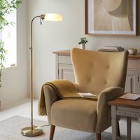 Endon Pharmacy Floor Lamp In Antique Brass With Opal Glass