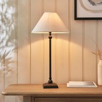 Endon Lille Table Lamp In Matt Black Finish With Natural Linen Shade
