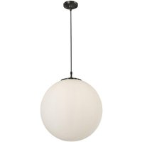 Searchlight Atom Ceiling Pendant Light In Matt Black With Opal Shade - Dia: mm