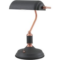 Ryde Light Bankers Table Lamp In Sand Black, Copper And White