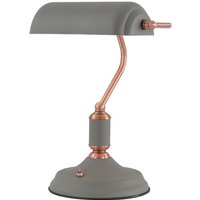 Ryde Light Bankers Table Lamp In Sand Grey, Copper And White