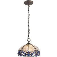 Meccha Light Ceiling Pendant With mm Blue, Clear And Black Tiffany Shade