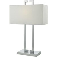 Dar NIL Nile Table Lamp In Polished Chrome With Faux Silk Ivory Shade
