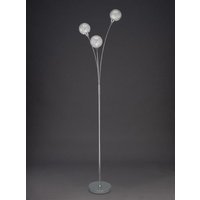 S Standard Floor Lamp In Chrome With Three Textured Clear Glass Spheres