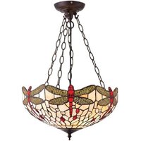 Interiors Dragonfly Beige Tiffany Medium Inverted Light Ceiling Pendant