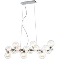 F- Light Ceiling Bar Pendant In Chrome With Clear Glass