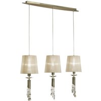 Mantra M Tiffany + Light Linear Pendant In Antique Brass With Soft Bronze Shades