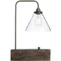 David Hunt Lighting ASP Aspen Light Table Lamp In Wood Effect With Clear Glass