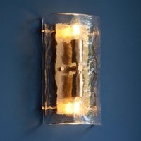 Endon Keller Light Wall Light In Brushed Aged Brass With Textured Glass