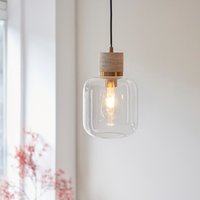 Endon Travi Ceiling Pendant Light In Vintage Brass With Natural Travertine And Clear Glass