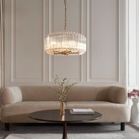 Endon Valentina Light Ceiling Pendant In Brushed Aged Brass With Hexagonal Glass Rods