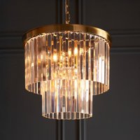 Endon Conaston Light Ceiling Pendant In Brushed Aged Brass With Clear Cut Glass