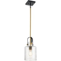 Quintiesse QN-KITNER-P-NBR Kitner Single Ceiling Pendant Light In Natural Brass And Black Finish