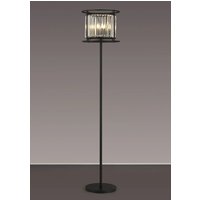 Crown Floor Lamp In Black Finish With Clear Crystal Glass
