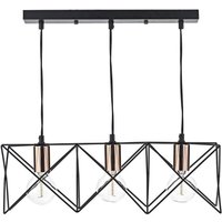 Dar MID Midi Light Bar Ceiling Pendant in a Black and Copper Finish