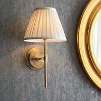 Endon Rennes Wall Light In Antique Brass Finish With Cream Fabric Shade