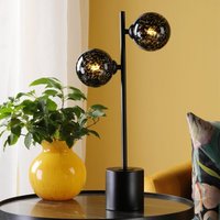 Dar Wisebuys Spiral Light Table Lamp in Matt Black With Black Confetti Glass