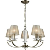 Franklite FL Artemis Five Light Pendant Ceiling Light In Bronze With Gold Shades