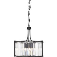 Searchlight -BK Victoria Light Ceiling Pendant In Black And Crystal Glass - Dia: mm