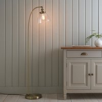 Endon Hansen Task Floor Lamp In Antique Brass Plate And Clear Glass