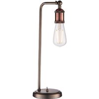 Endon Hal Light Tall Table Lamp In Aged Pewter And Copper Plate