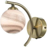 Dar Lighting ATI- Atiya Wall Light In Antique Brass With Planet Style Glass