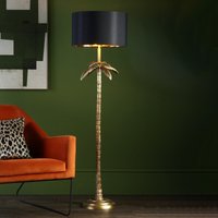 Dar Lighting COC Coco Floor Lamp In Antique Gold With Black Shade