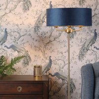 Laura Ashley Sorrento Light Floor Lamp In Antique Brass Finish With Blue Velvet Shade LA-Q